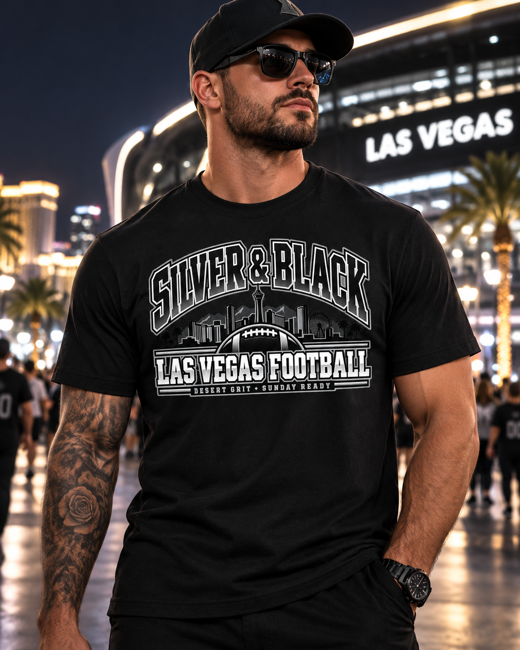 Silver & Black Las Vegas Football — fan colorway artwork, black silver white