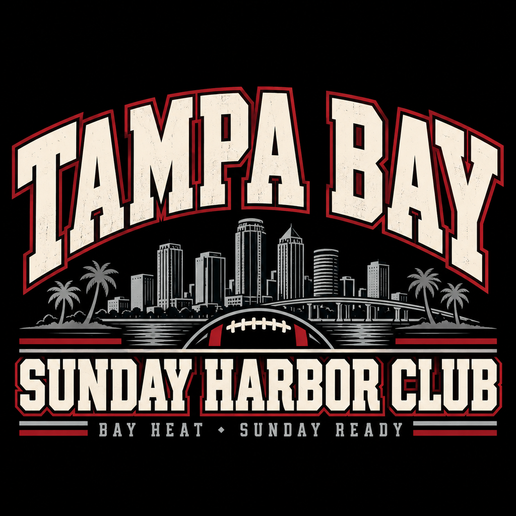 Tampa Bay Sunday Harbor Club — fan colorway artwork, black cream red