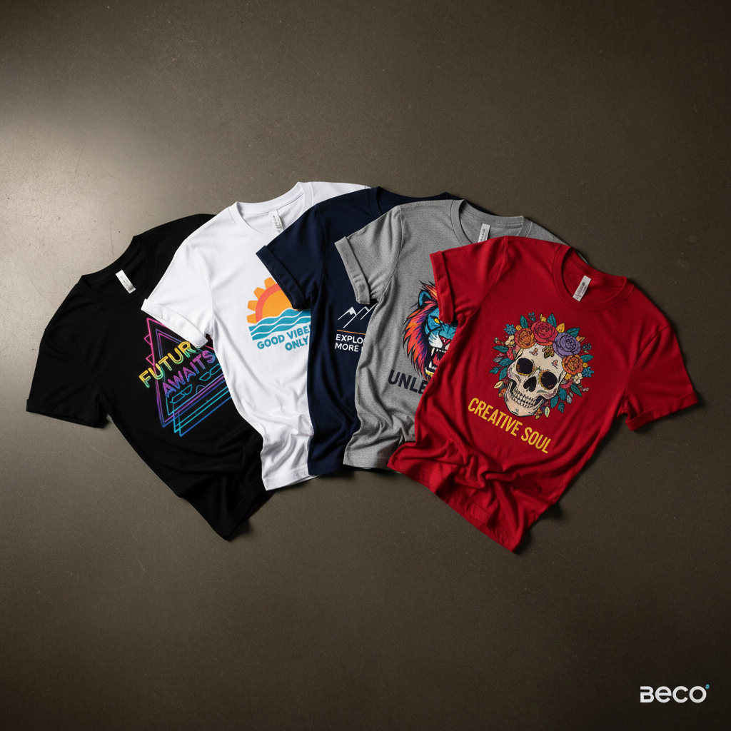 Custom Classic T — Color Variety Flat Lay