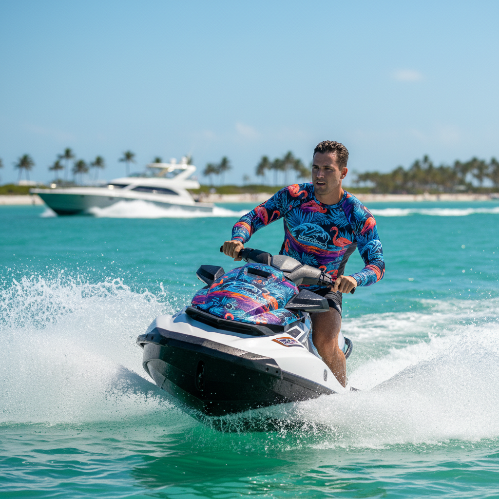 Custom Rash Guard — Jet Ski Action Lifestyle